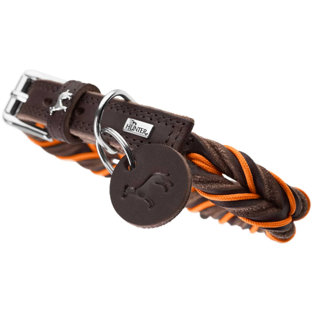 HUNTER Halsband Solid Education Cord dunkelbraun/orange Größe 40