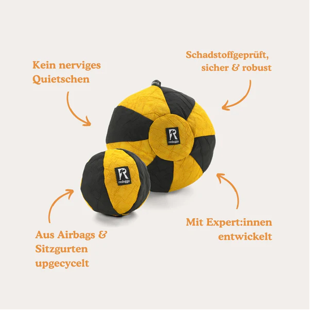 Kugelballen, Kuschelball, Patchwork, Gelb-Schwarz, Upcycling