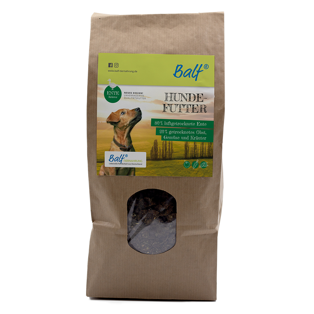 Hunde-Futter, Getreidefreie Option?, Beutel mit Sichtfenster, Braune Verpackung, Futtermittel für Hund