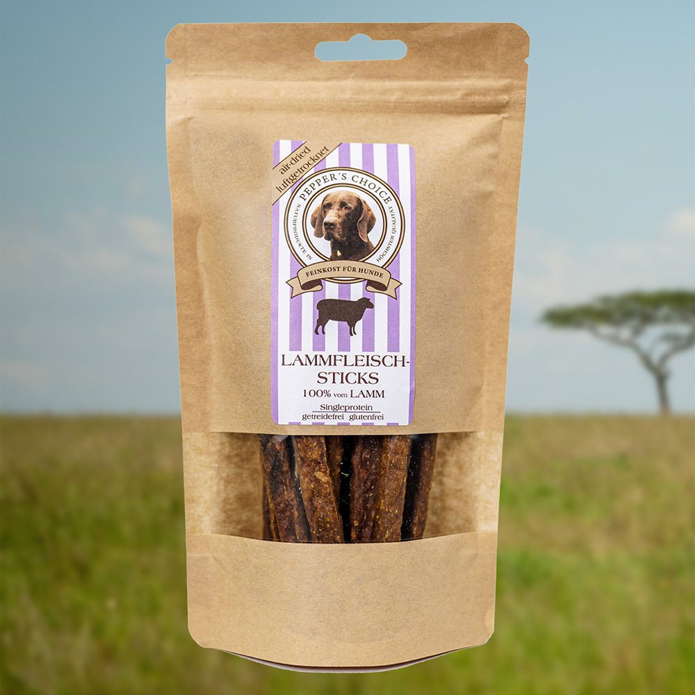 Hunde-Kausnacks, Lammfleisch, Sticks, Tiernahrung, proteinreich