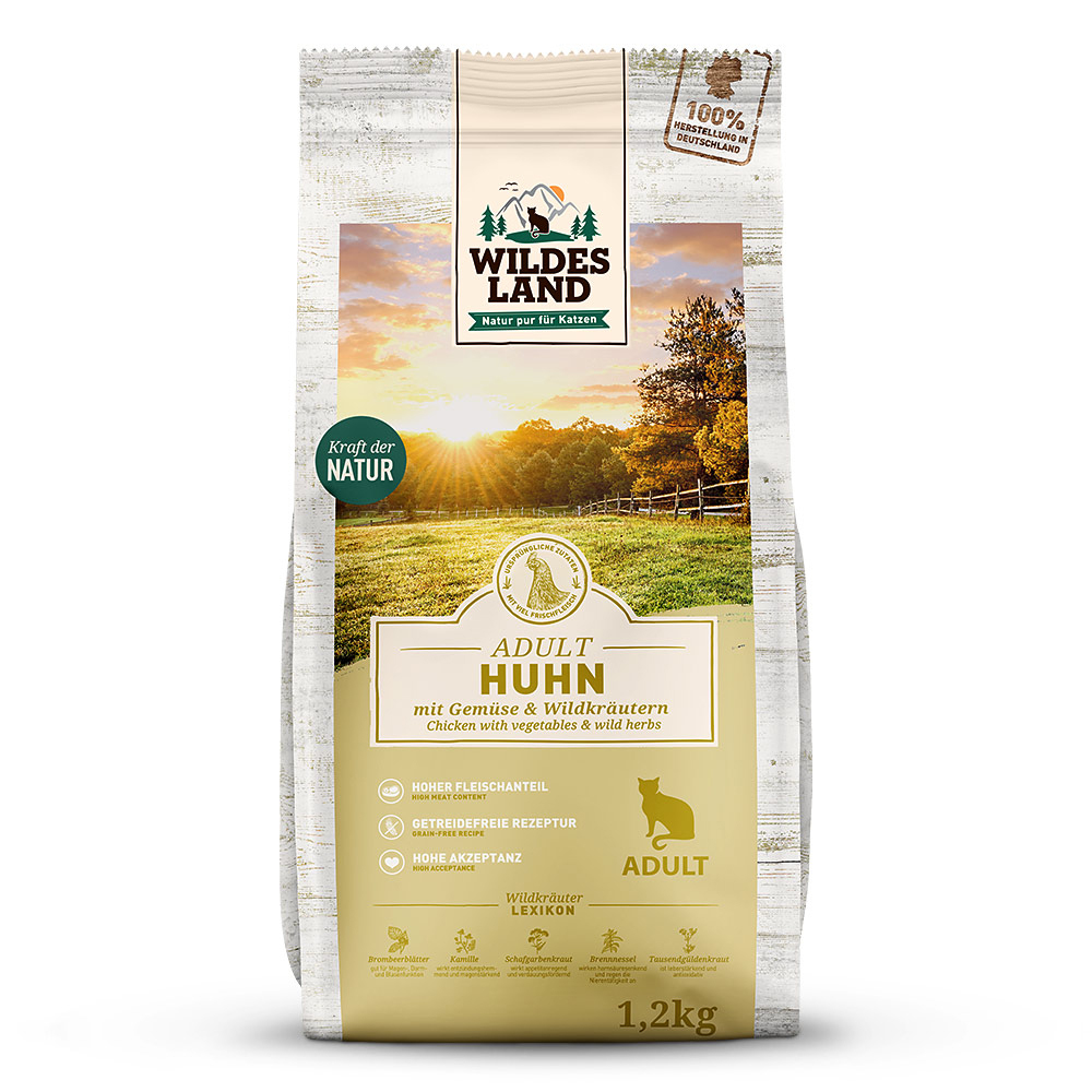 Katzenfutter, Huhn, mit Gemüse, Wildkräuter, 1,2kg