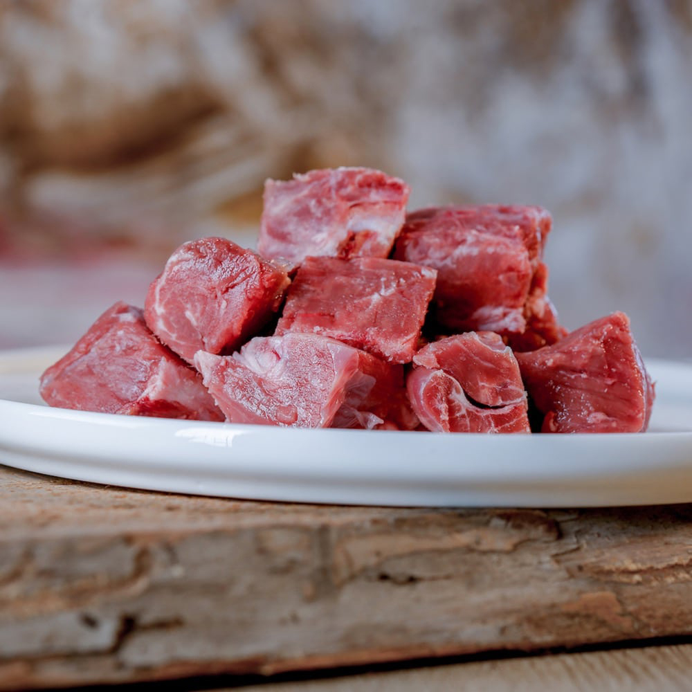 Rindfleisch, Würfel, Fleischwürfel, rotes Fleisch, Plate