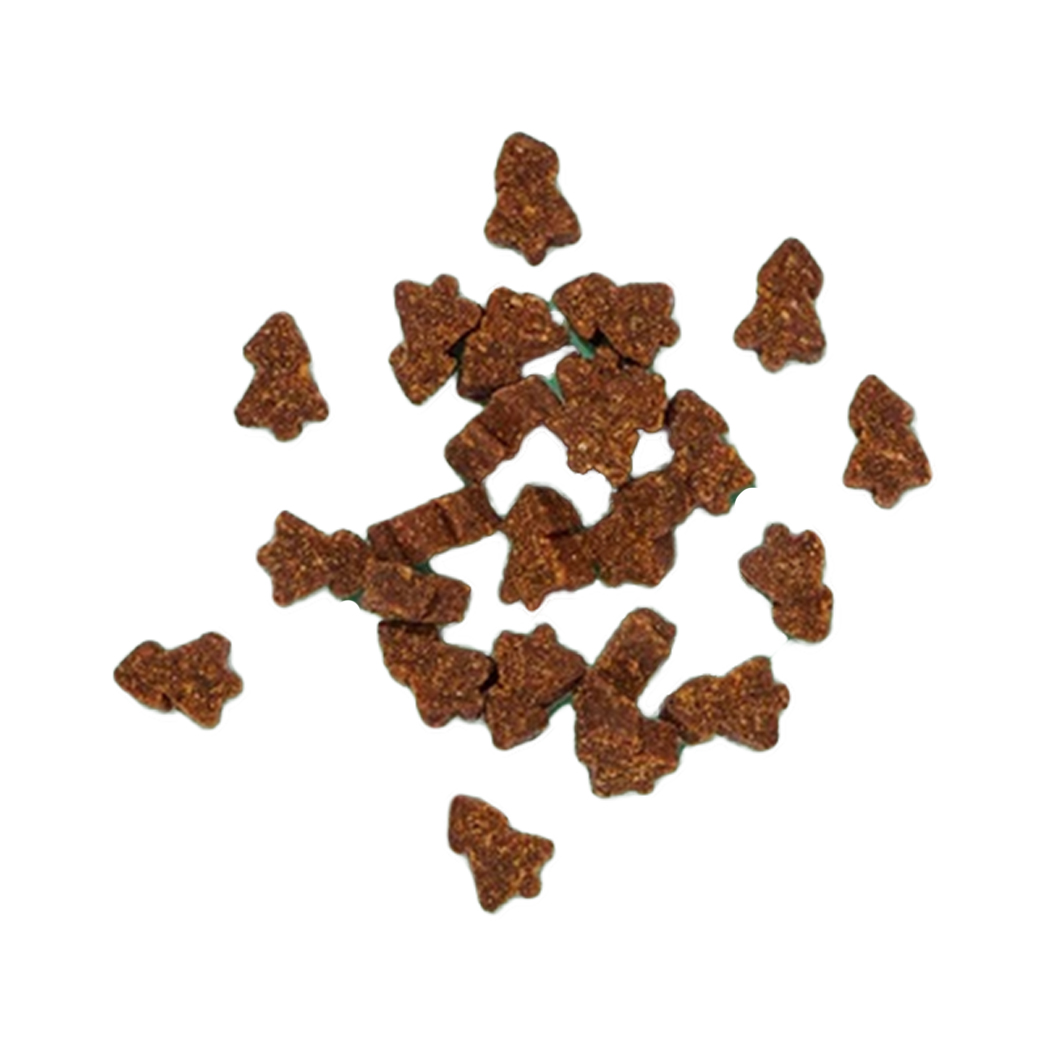 Katzenleckerlis, Trockenfutter, Fischform, Braun