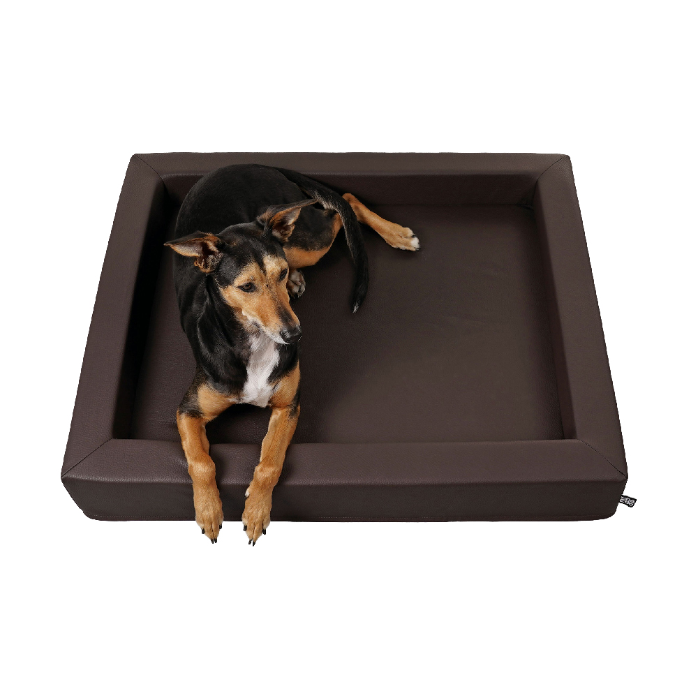 Hundebett Harko Kunstleder Premium mit viskoelastischem Schaumstoff - braun 100x80