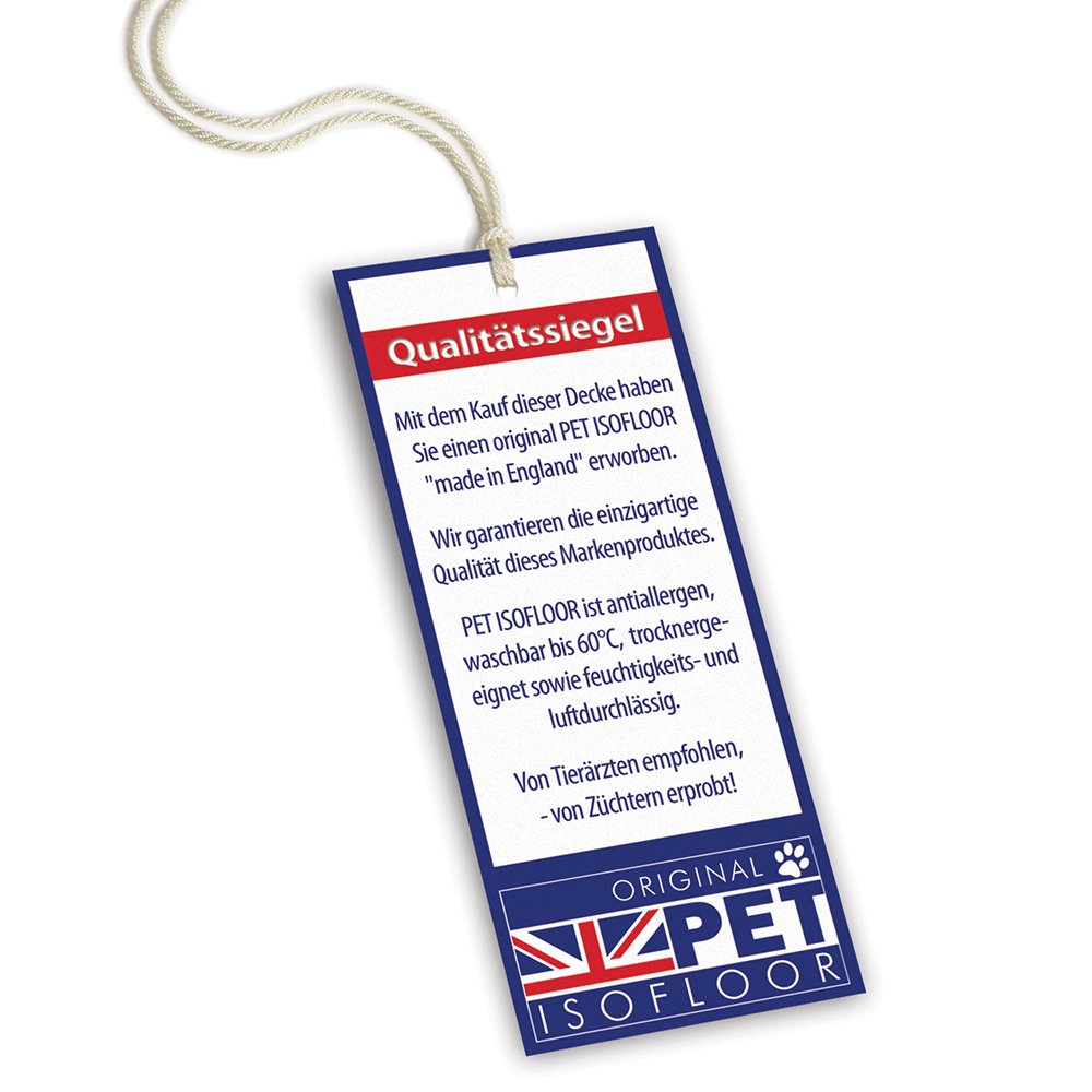 PET ISOFLOOR, Qualitätssiegel, Original, England, PET ISOFLOOR Tag