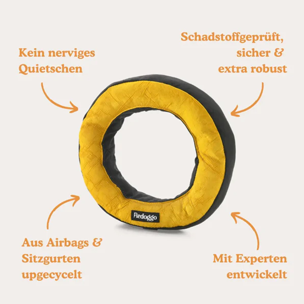 Kopfkissen, Nackenstütze, Gelb-Schwarz, Kissenring, Airbag-Sitzkissen