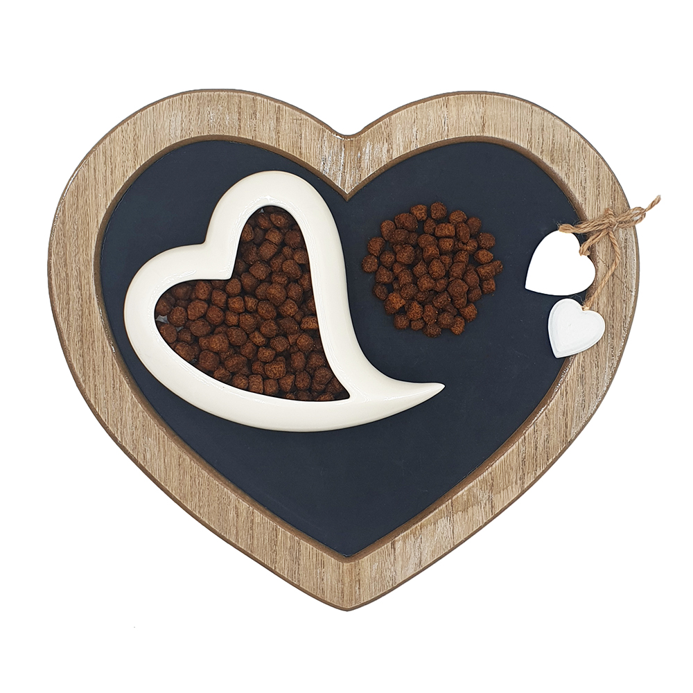 Herzdeko, Schieferplatte, Herzform, Kunststein, Kaffeebohnen-Deko