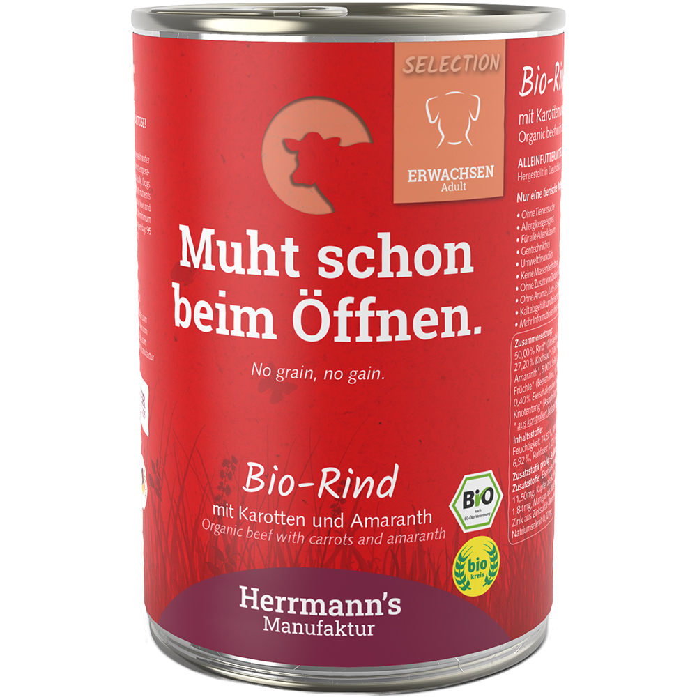 Bio-Rind, Beutel, Dosenfütterung, Adult, Hundefutter