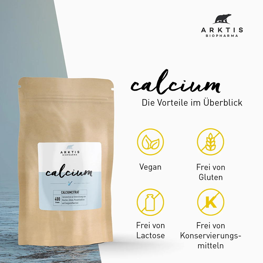 Calcium, Calciumcitrat, Nahrungsergänzung, Vegan, Glutenfrei