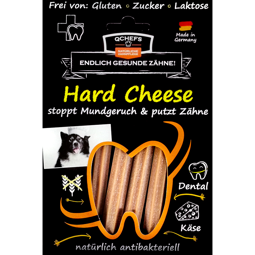 QCHEFS Hard Cheese VPE 4 Stück Werbung, Plakat, Hund, Säugetier, Haustier