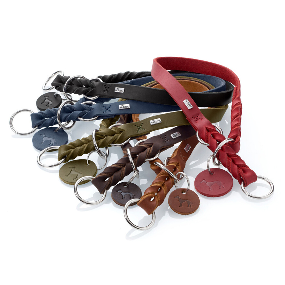 HUNTER Dressurhalsung Solid Education Leder, 35cm bis 55cm div. Farben Zubehor, Gürtel, Riemen, Leine