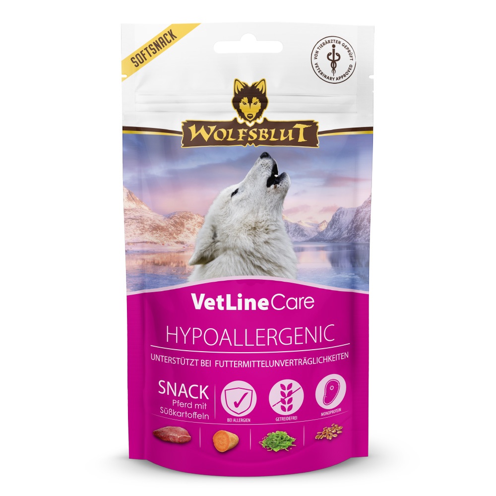 Wolfsblut VetLine Care Hypoallergenic soft Snack 100g Säugetier, Haustier, Weißer Hund, Bär, Tierwelt
