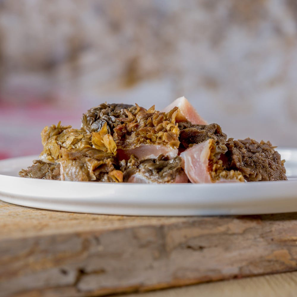 Roge, Grünkohl, Tellergericht, Fingerfood, Fleischgericht