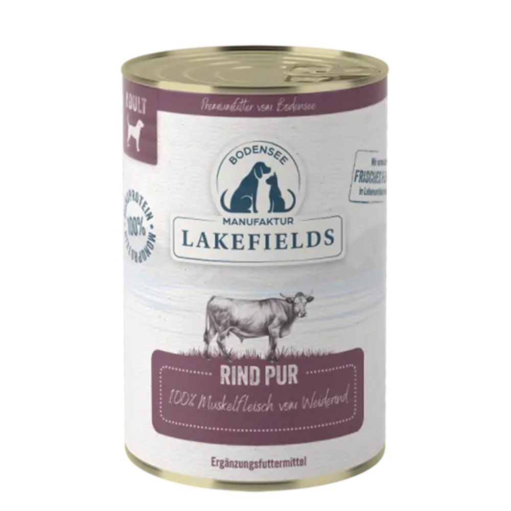 Rind Pur, Hundemahlzeit, Nassfutter, Enthält Muskelfleisch, Lakefields
