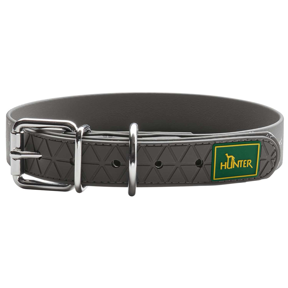 Hundehalsband, Gurtband, Metallbeschläge, Geometrisches Muster, Grünes Label
