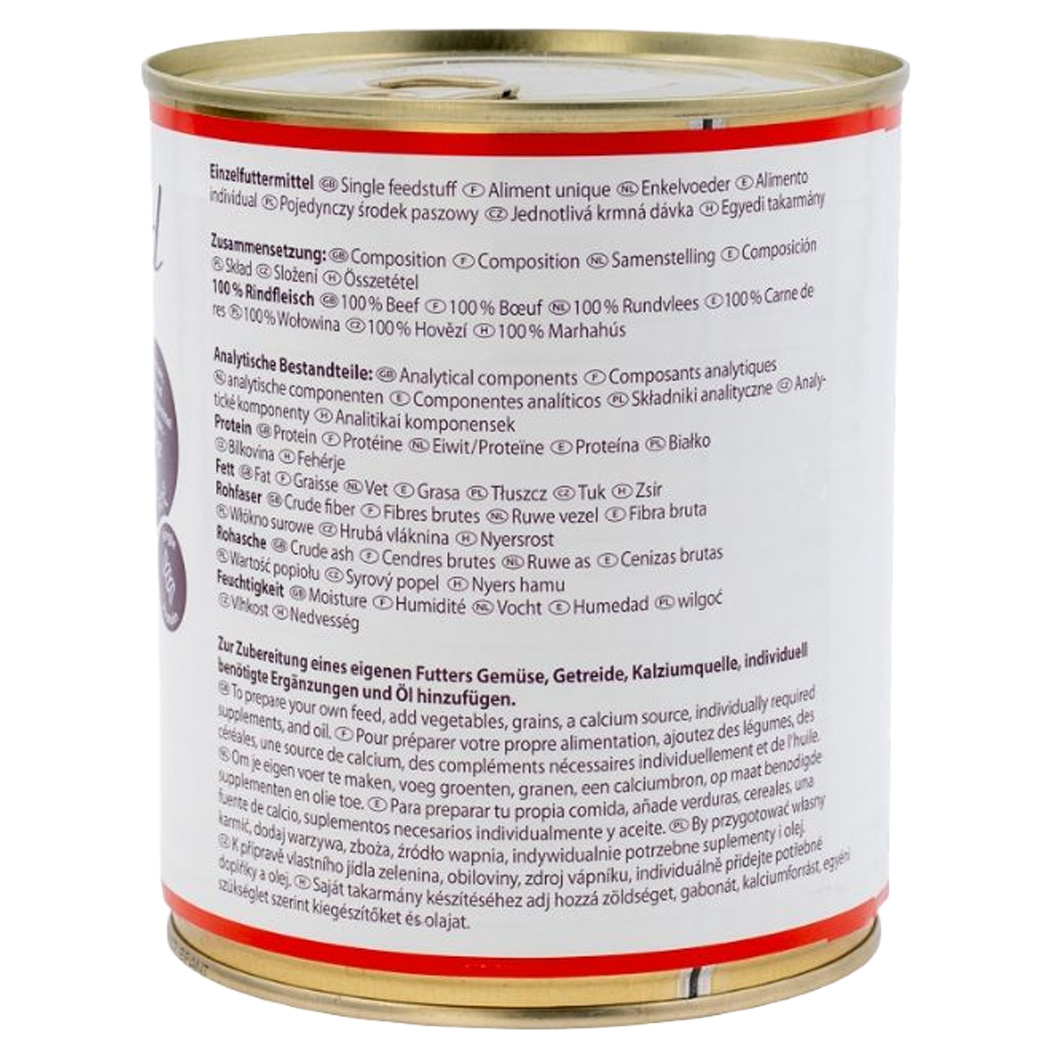 dosen, rindfleisch, 100% Rind, Protein, Nährwertangaben