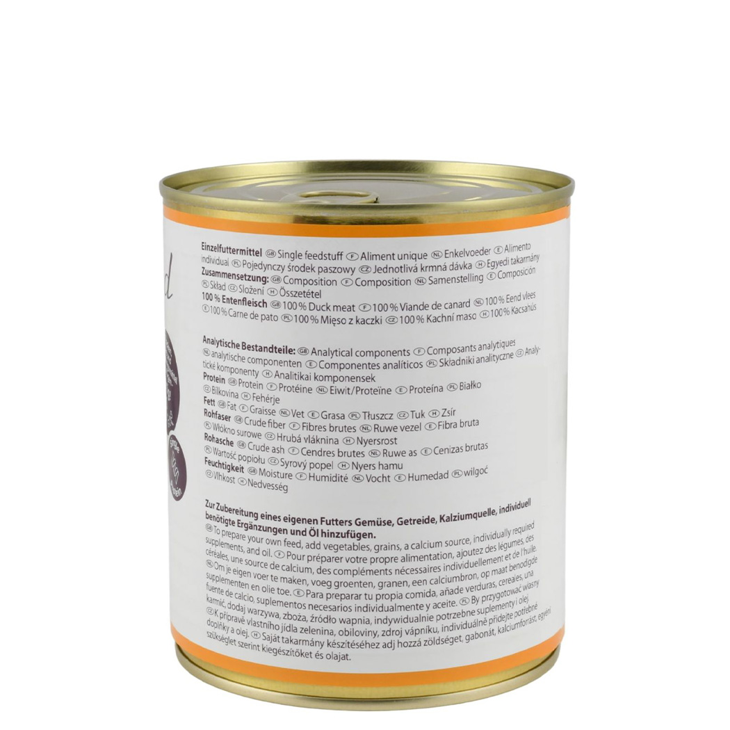 Dosenfutter, Ente, Nassfutter, Protein, fischfrei