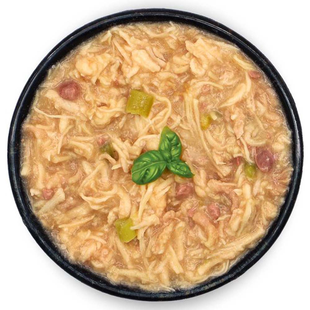Hühnersuppe, Hühnerfleisch, Gemüse, Klarer Sud, Basilikum