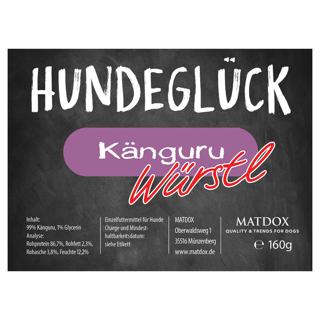 Hundefutter, Känguru, Wurst, Trockenfutter, 160g