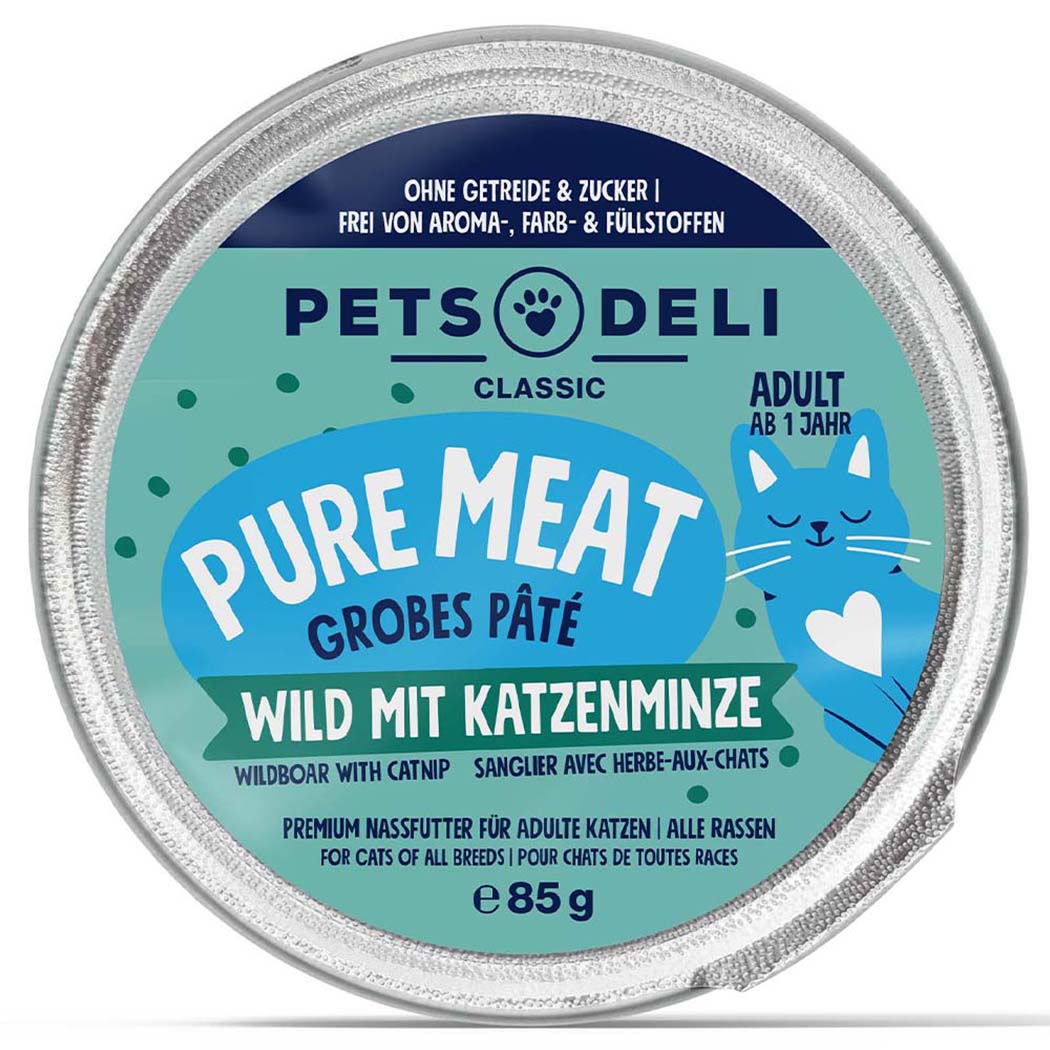 Katzenfutter, Wild mit Katzenminze, Pastete, Adult, 85 g
