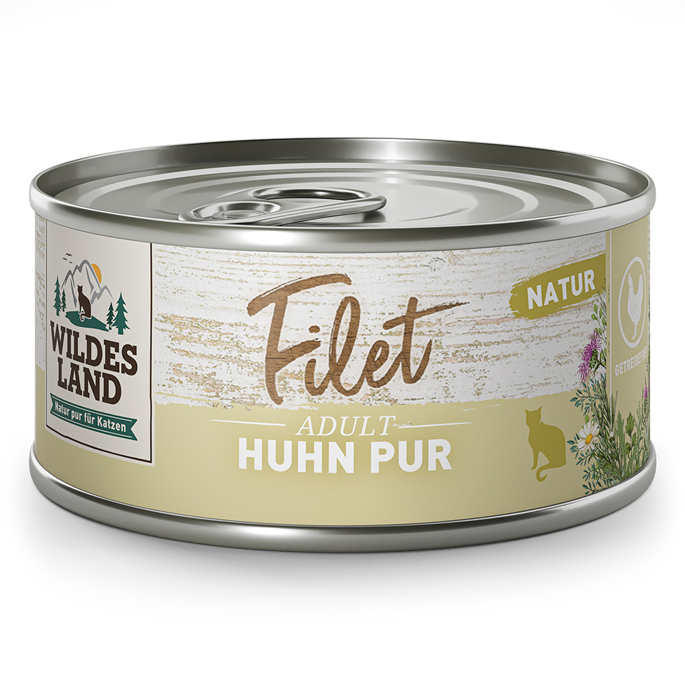 Wildes Land Nassfutter Katze adult Filet Huhn PUR 80g