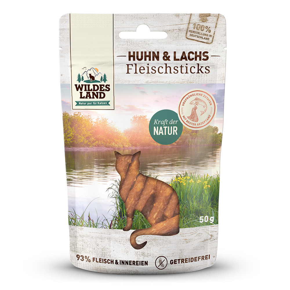 Wildes Land Fleischsticks Huhn & Lachs 50g - Katze