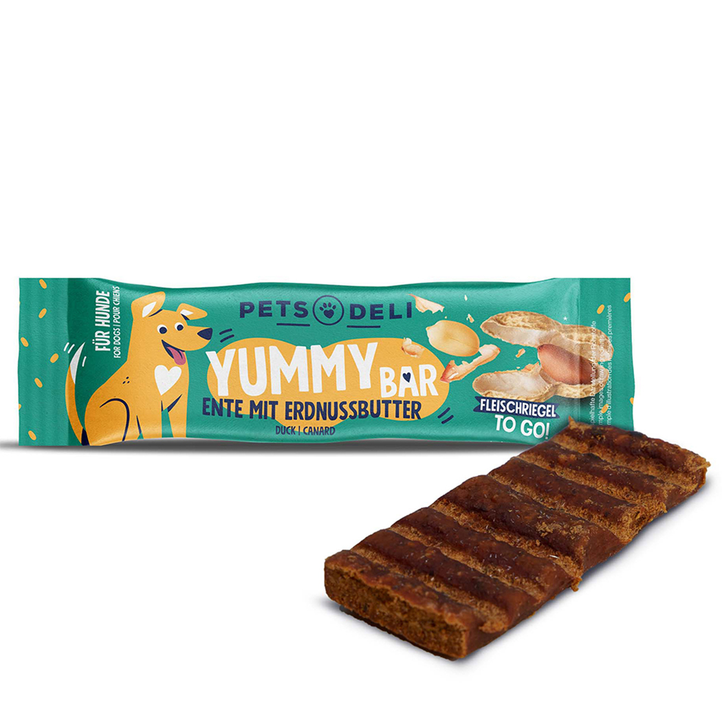 Hundesnack, Kausalat, Erdnussbutter, Fleisch, Bar