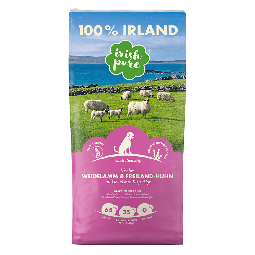 Irish Pure Trockenfutter Irisches Weidelamm & Freiland-Huhn 12kg - adult
