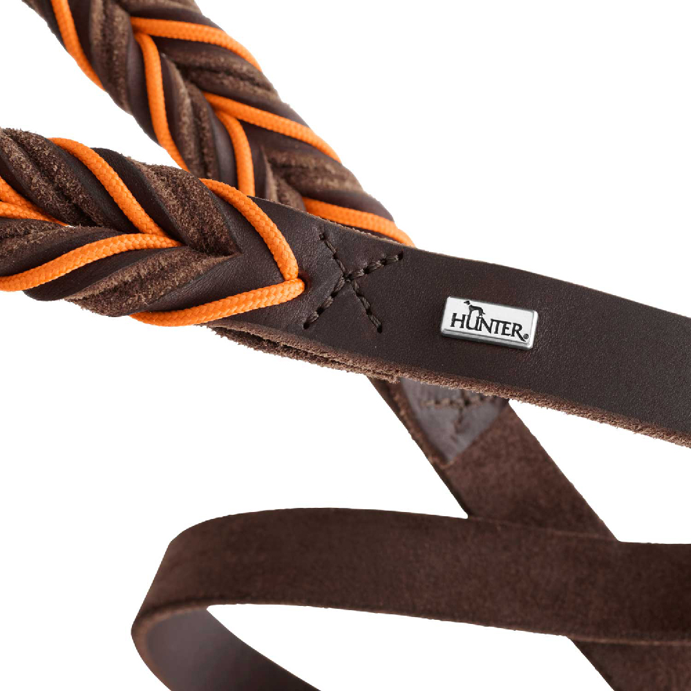 HUNTER Verstellbare Führleine Solid Education Cord dunkelbraun/orange 20/200