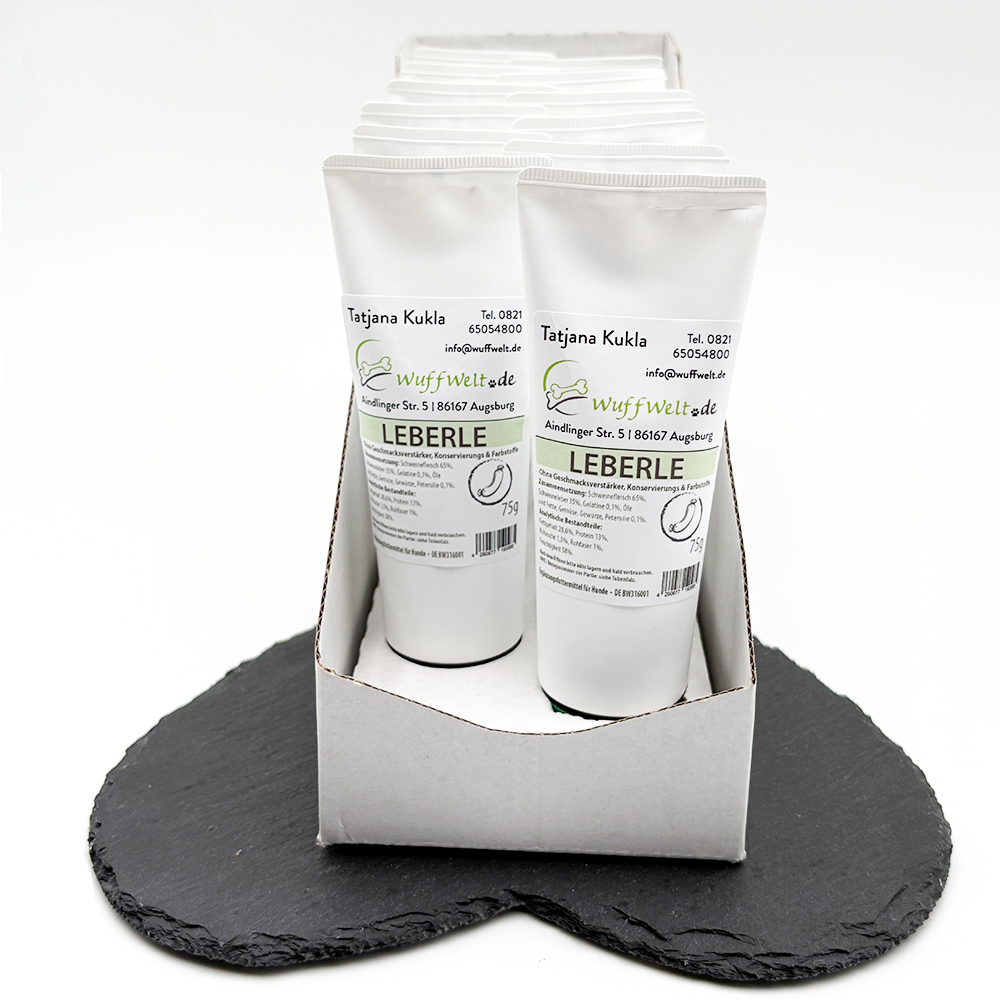Kriechleder-Leber, Leberpaste, Lebensmittelbehälter, Tube, Verpackungsetikett