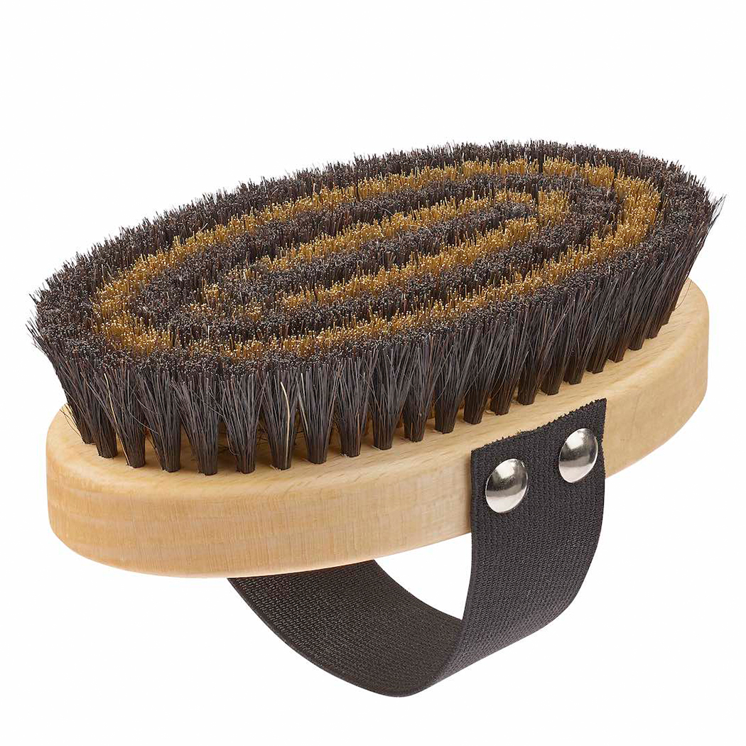 Bürstenkissen, Elastisches Band, Holzkörper, Schwarz-braun, Grooming-Pinsel