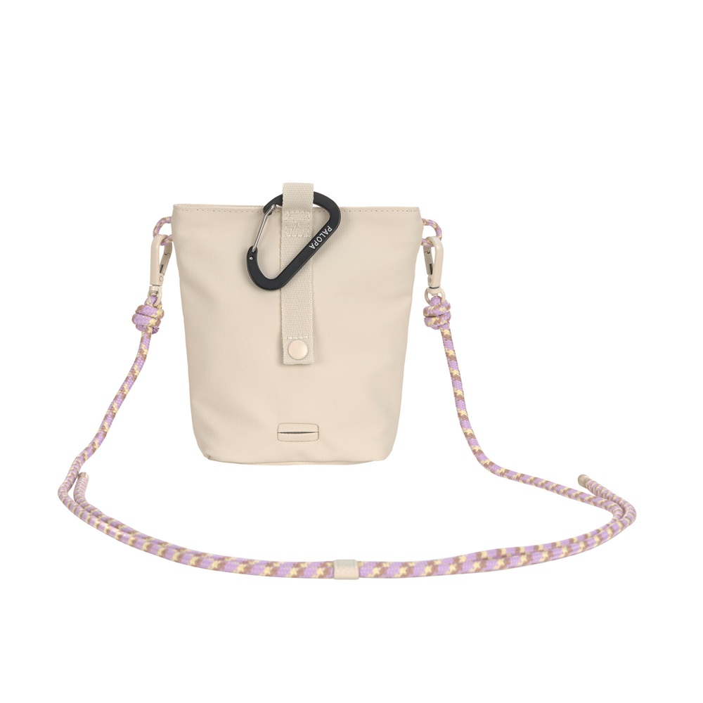mini-Tasche, beige Tasche, Crossbody, gepolsterter Gurt, Zugkordel