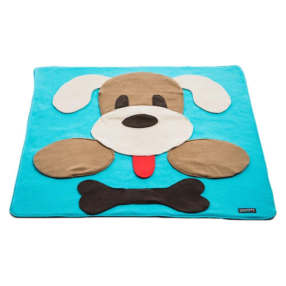 Hundemotiv-Decke, Tierdecke, Kuscheldecke, Baumwollteppich, Bauklotz-Tierform