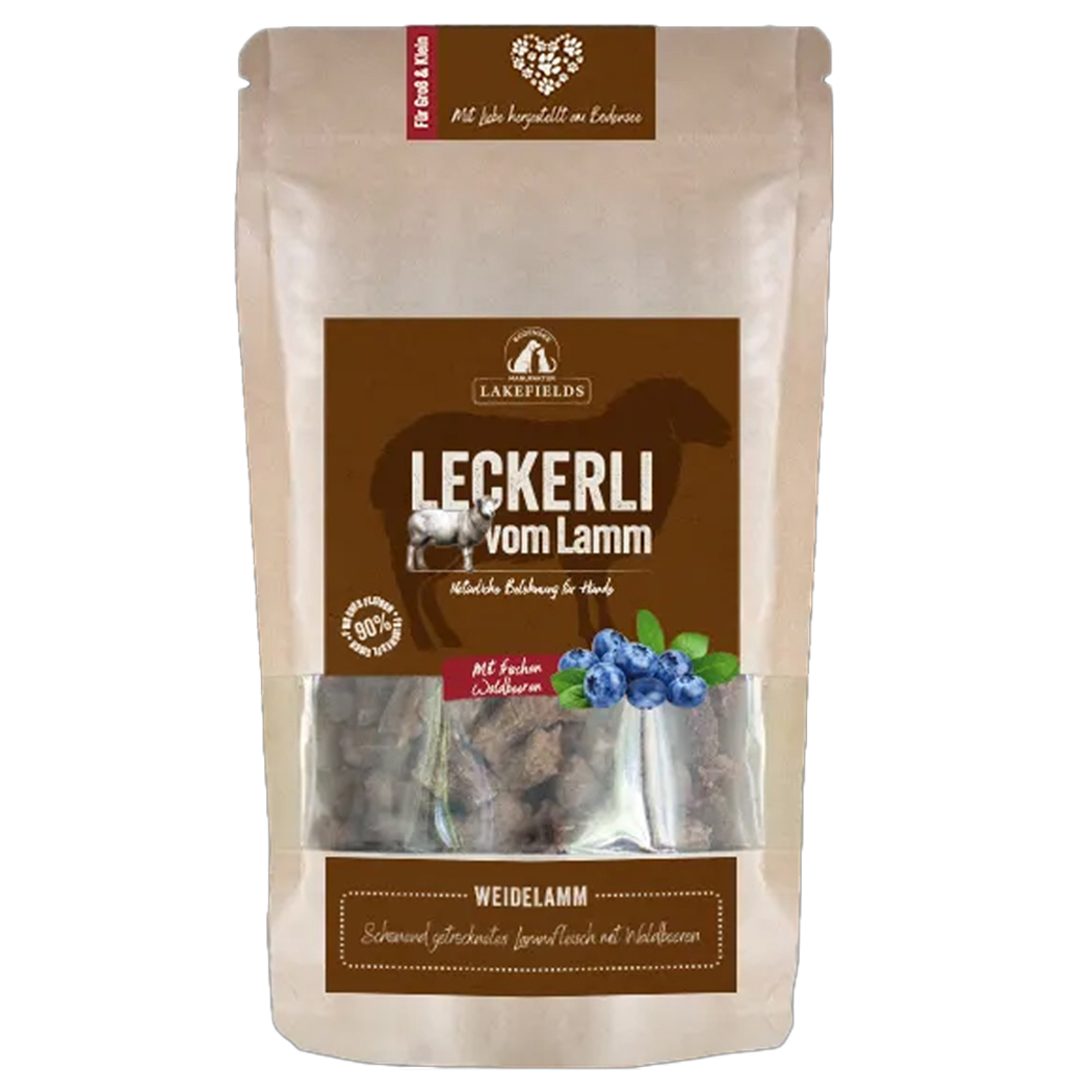 Lammleckerlis, Weidelamm, Blaubeeren, Kausnack, Hunde-Leckerli
