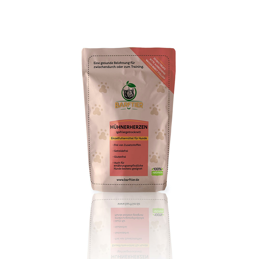 BARFTIER Hühnerherzen gefriergetrocknete Leckerchen 60g Flasche, Lotion