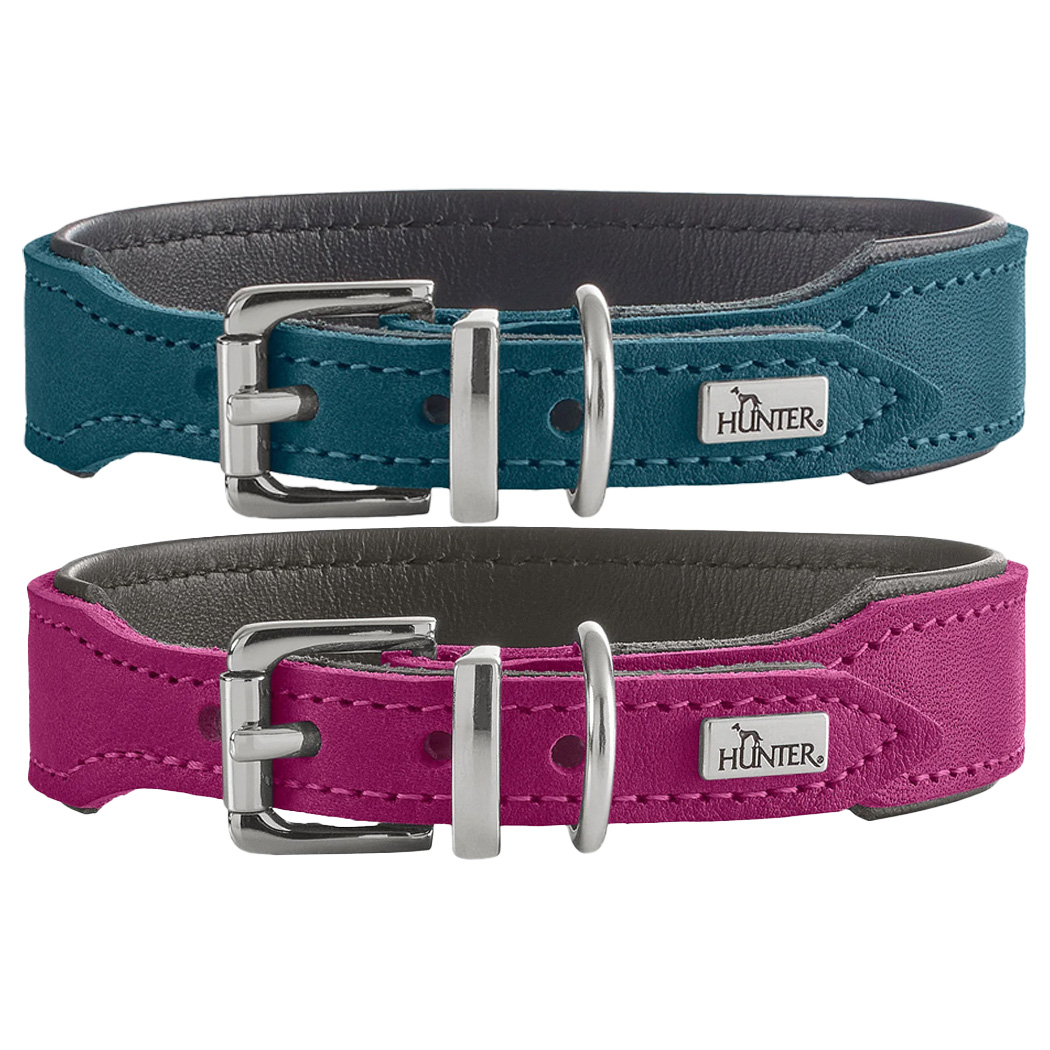 Halsband, Hunde, Leder, Klickverschluss, Washer-D-ring