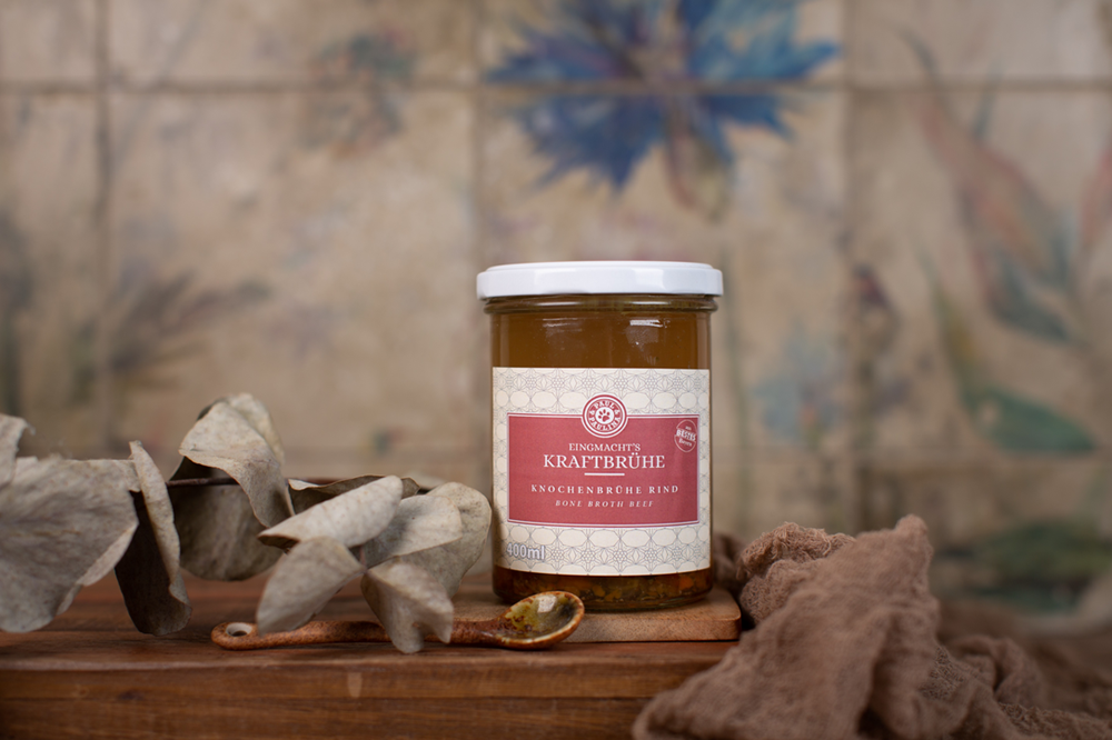 Kraftbrühe, Rinderbrühe, Glas jar, Haltbares Glas, Brotzeit