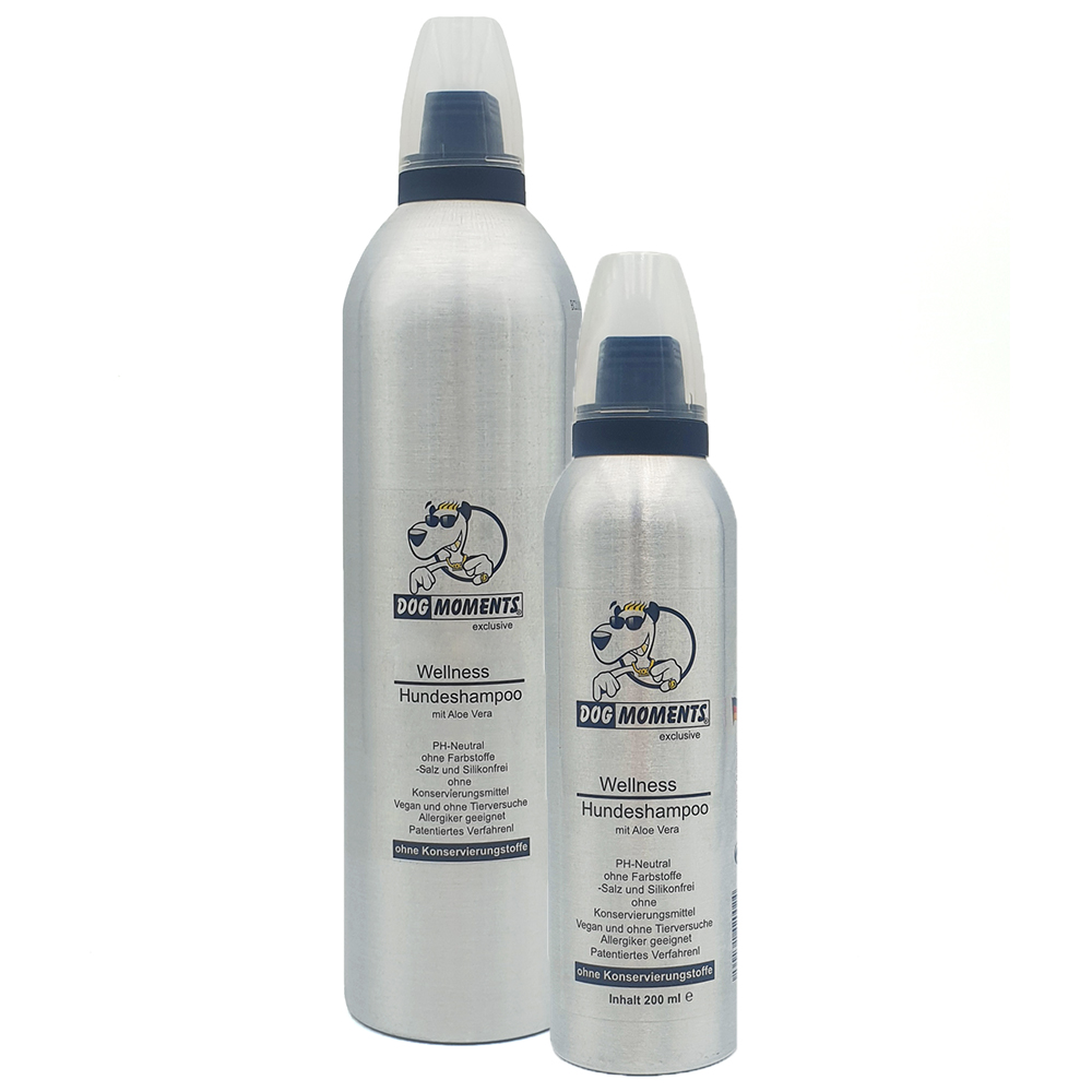 DogMoments Hundeshampoo Wellness mit Aloe Vera in 200ml und 500ml Flasche