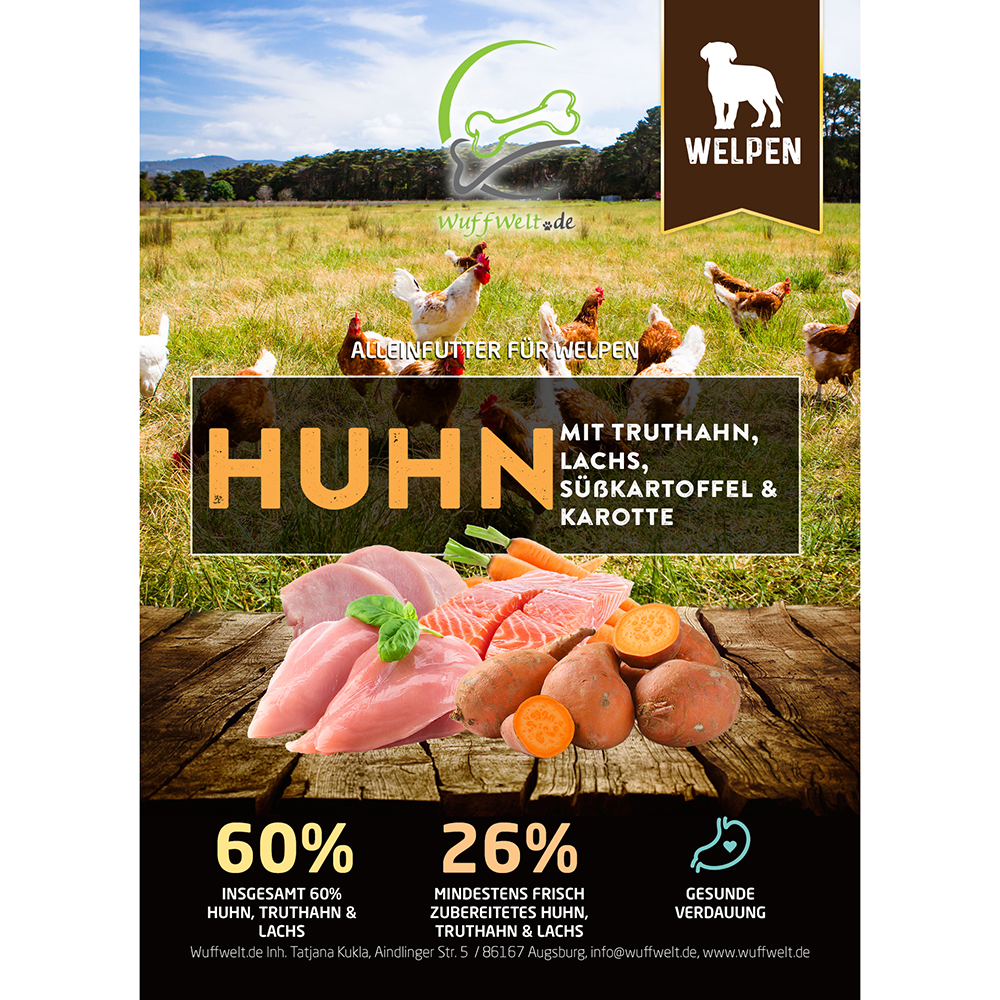 Huhn, Hähnchen, Fleischmischung, Karotte, Lachs
