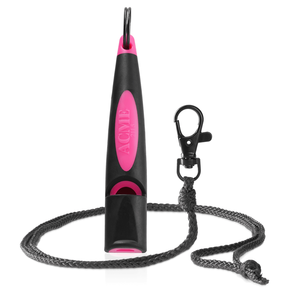 Hundepfeife, Hundeleine, Pfeife mit Kordel, Karabinerhaken, Schwarz-pink