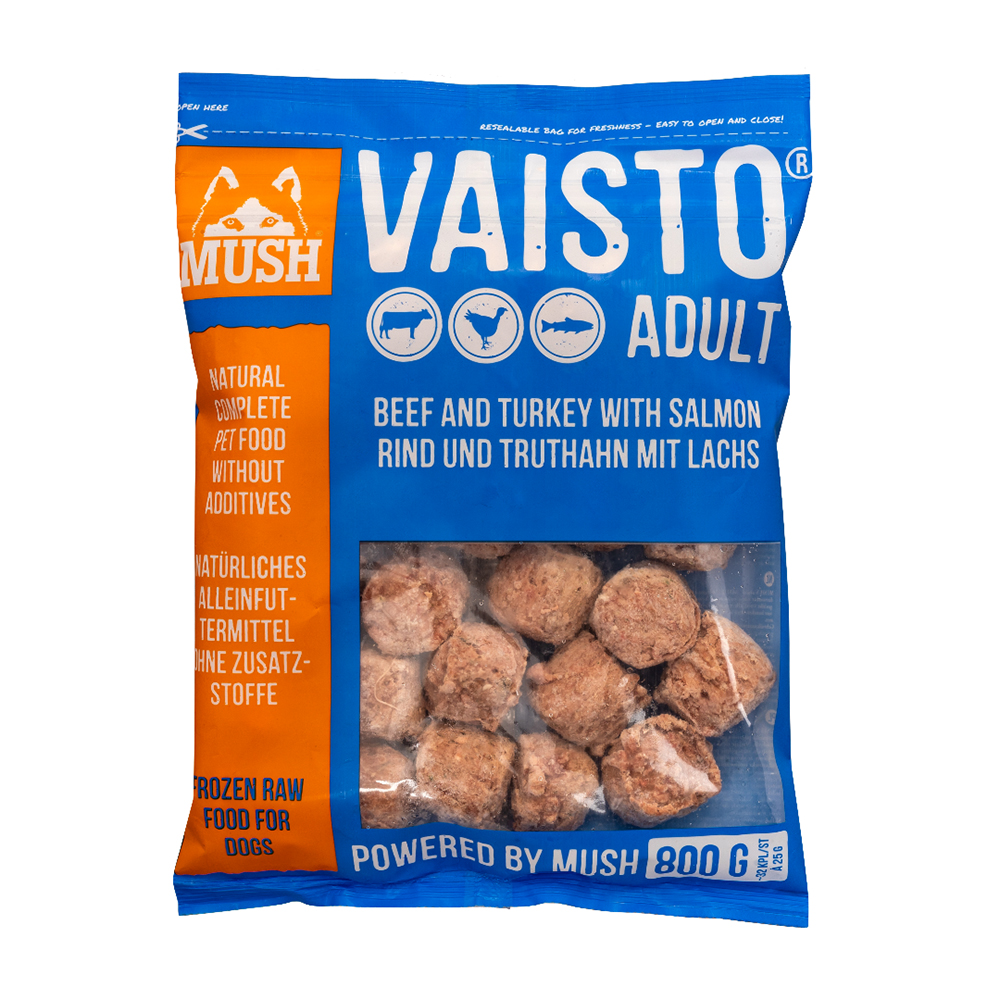 Hundefutter, Fleischbällchen, Beef Turkey Salmon, Frozen, 800 g