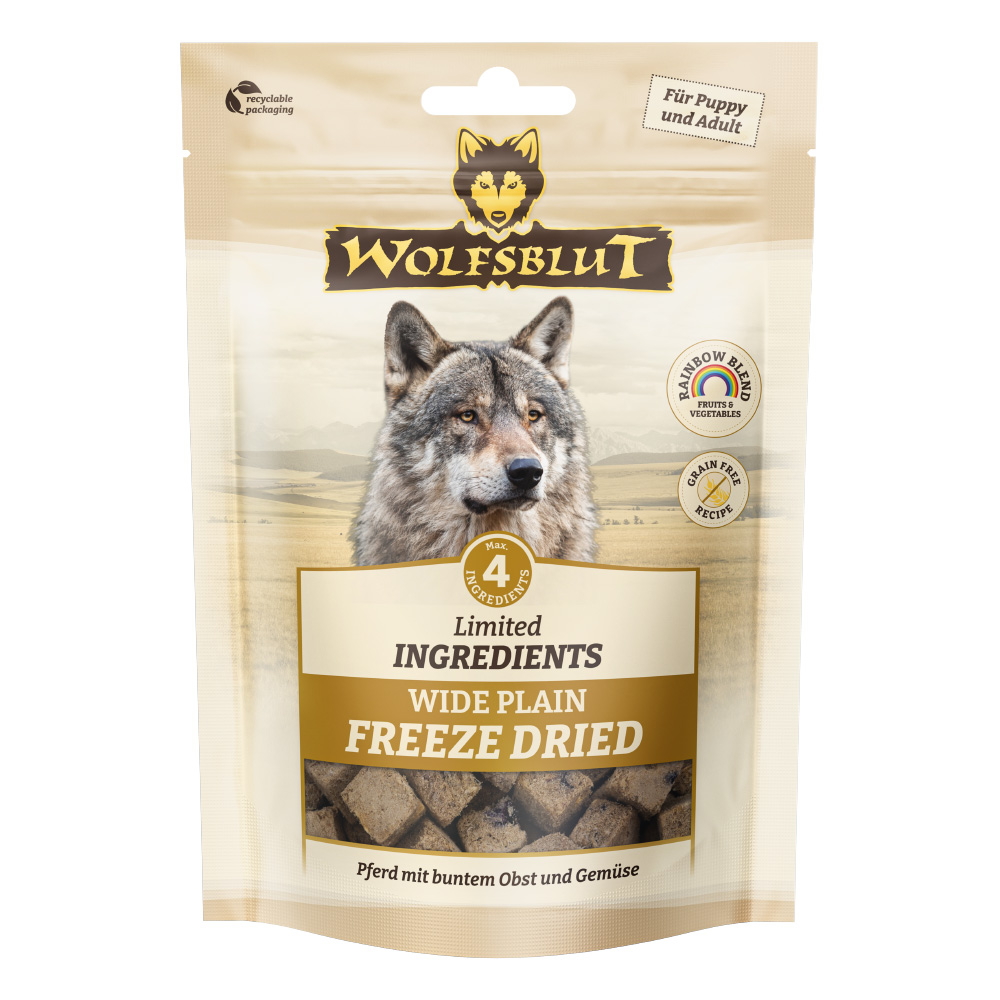 Hunde-Leckerli, Freeze-Dried, Wide Plain, Inhaltsangabe, Pferd mit buntem Obst und Gemüse