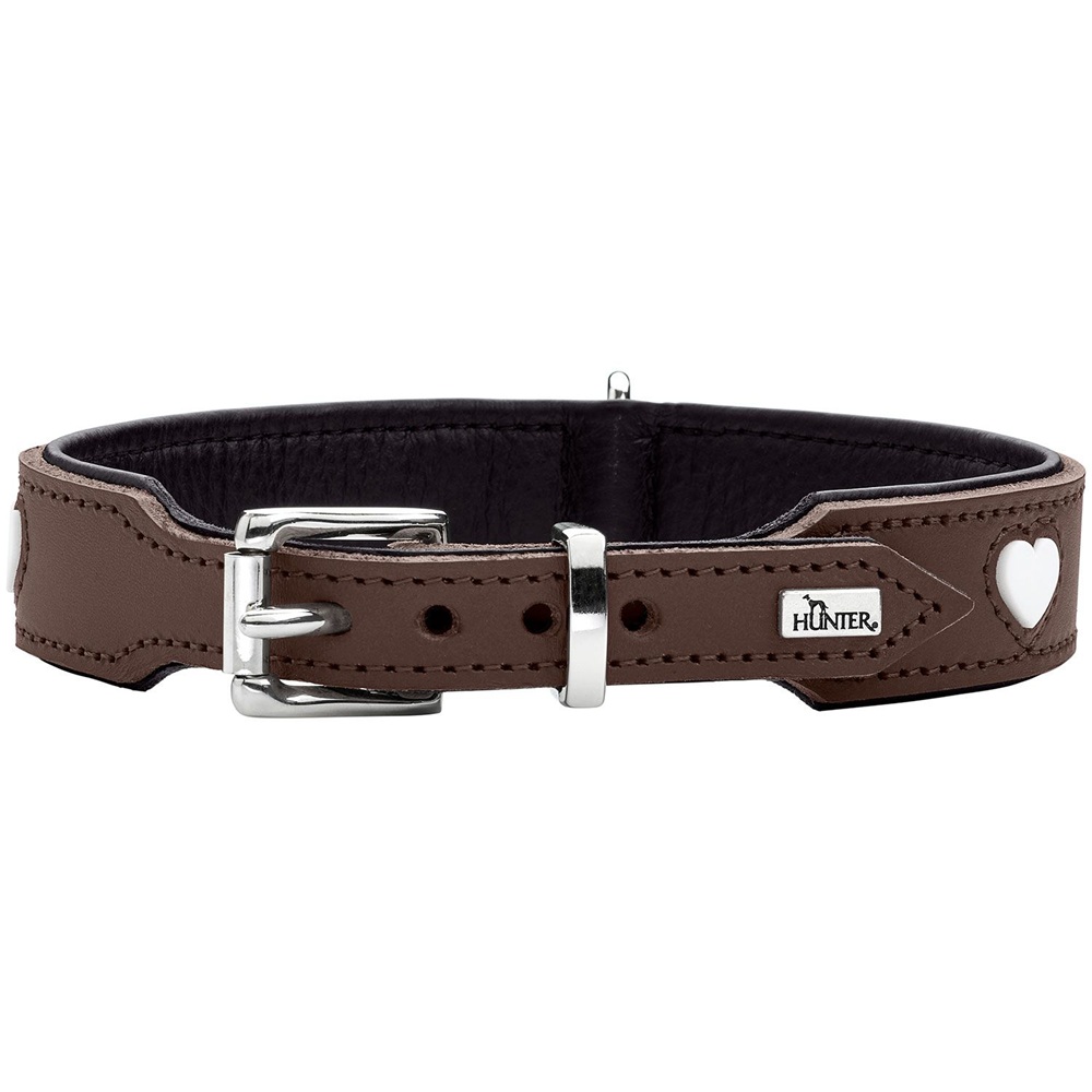 Halsband, Hunde Halsband, Leder, Braun, Herzanhänger, Metallverschluss