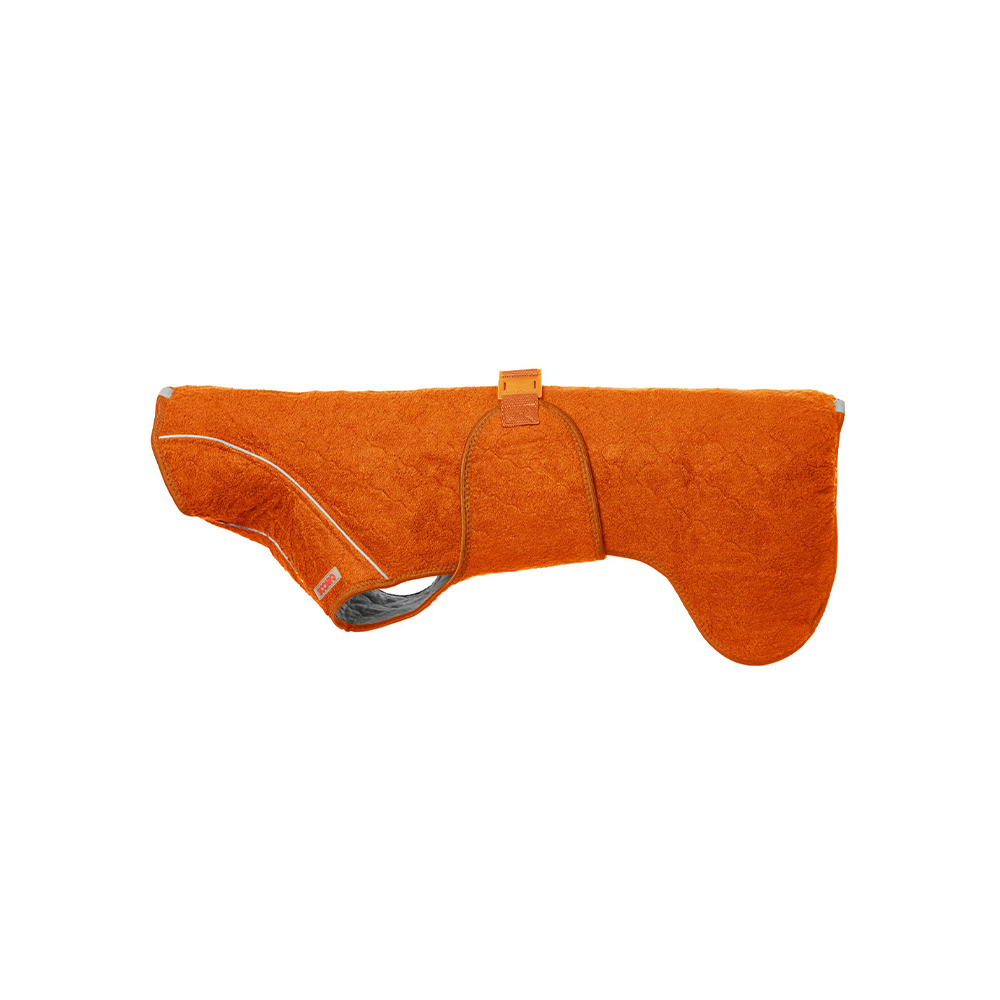 hundejacke, orange farbe, riemen, verschluss, textur