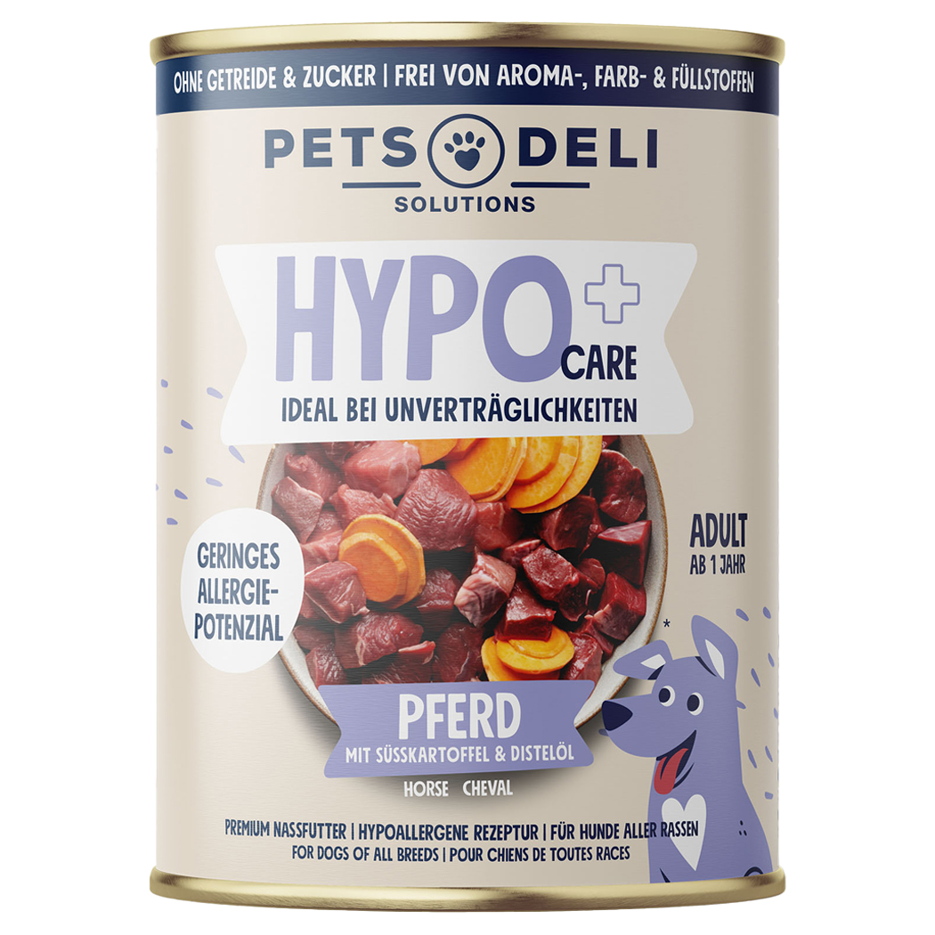 Hundenassfutter, Hypoallergen, Pferd, mit Süßkartoffel, Distelöl