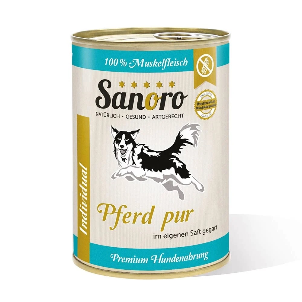 Sanoro Reinfleischdose 100% Muskelfleisch Pferd 400g Zinn, Kann, Aluminium, Konserven, Lebensmittel