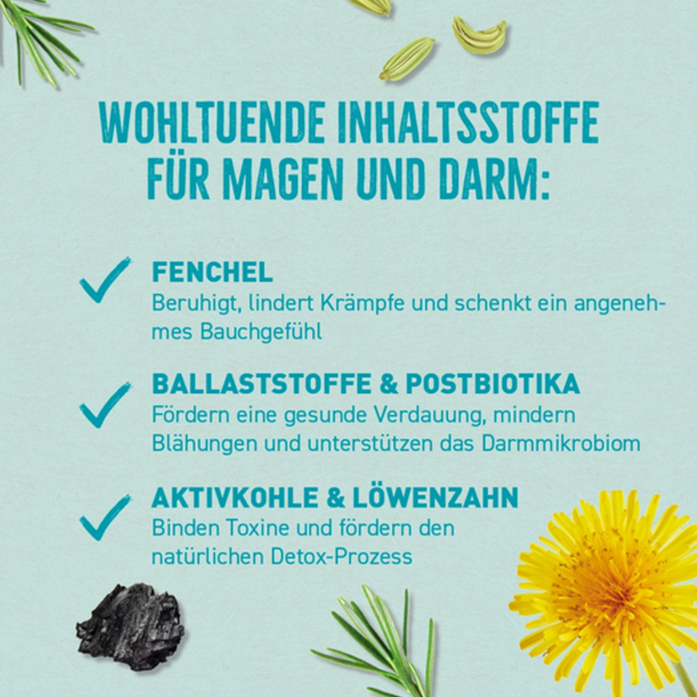 Inhaltsstoffe, Ballaststoffe, Aktivkohle, Löwenzahn, Fenchel