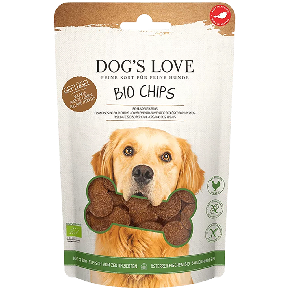 DOG’S LOVE Hundeleckerlis Chips Bio Geflügel Hundesnacks 150g AT-ÖKO-902