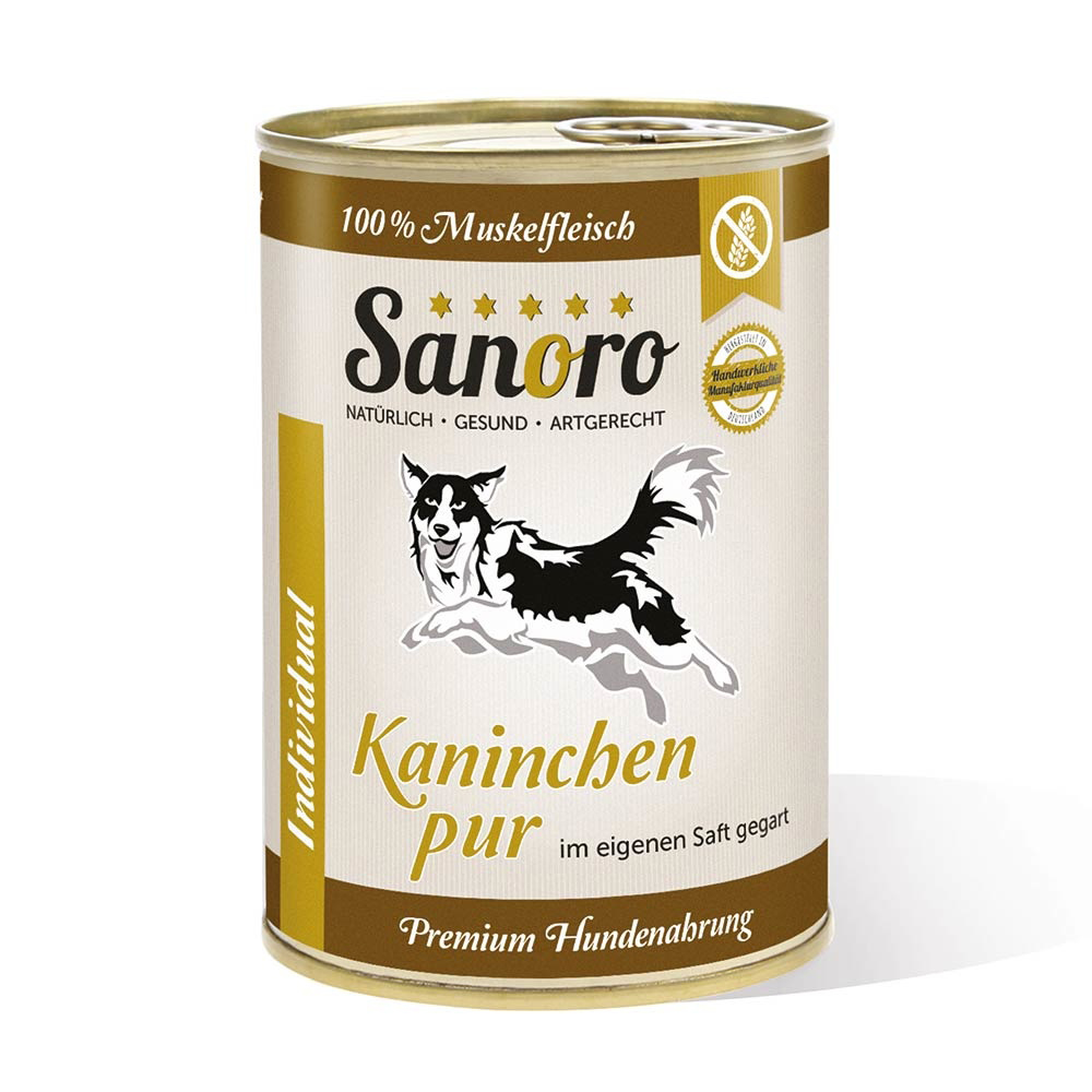 Hunde-Nahrung, Hundesnacks, Kaninchen pur, Pastete, Dosenfutter