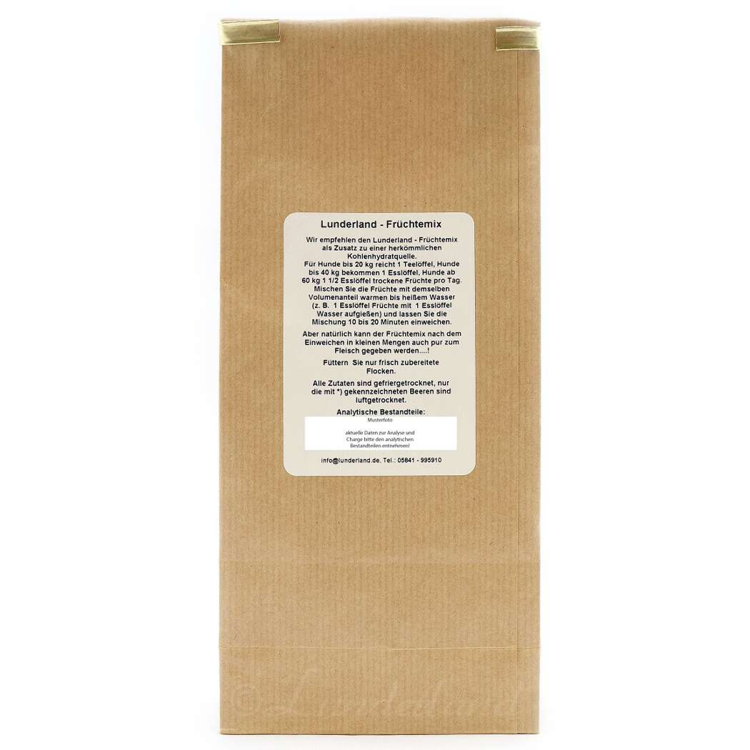 Fruchtmix, Tierfutter, Trockenfutter, Beutel, Lunderland